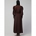 Gathered puffed sleeves abaya with long cuff - Brown